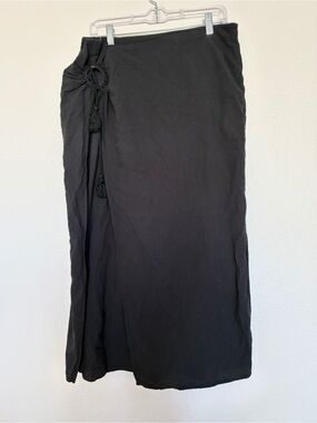 100% Cotton Black Women's Wrap Maxi Skirt with Tassel Tie Size XL Y2K Alt Grunge